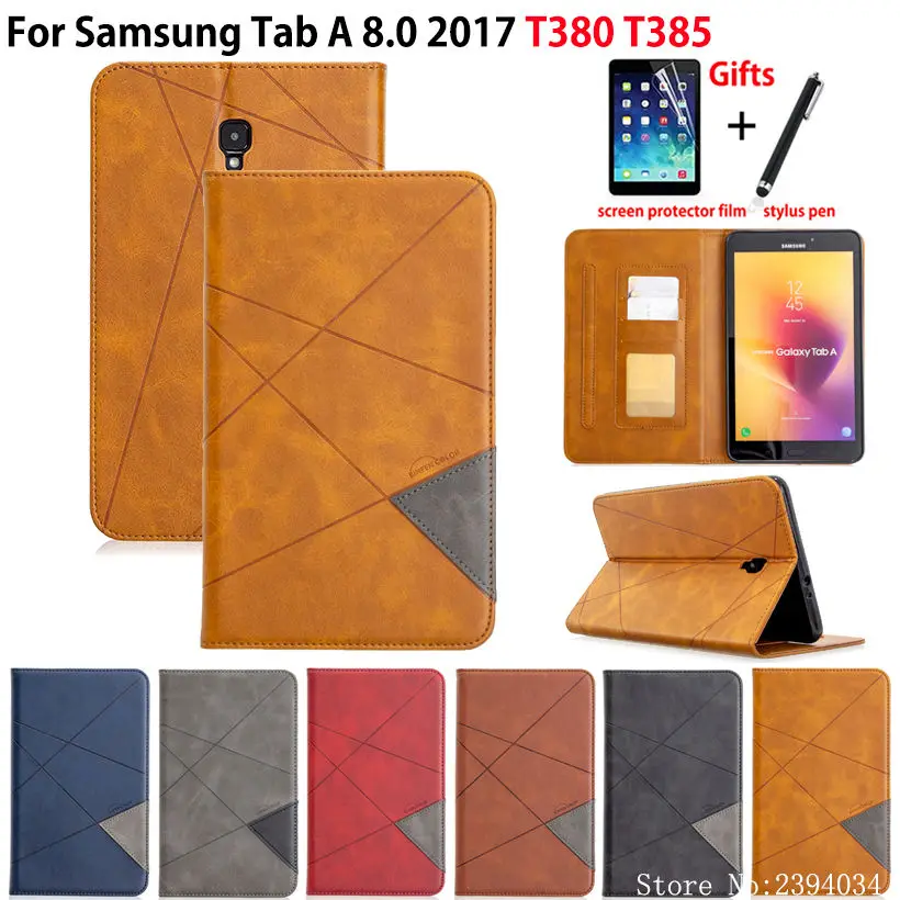 

Чехол-книжка для Samsung Galaxy Tab A SM-T380, 8,0, SM-T385, T385, 2017, 8,0 дюйма, из искусственной кожи, с подставкой, в подарок