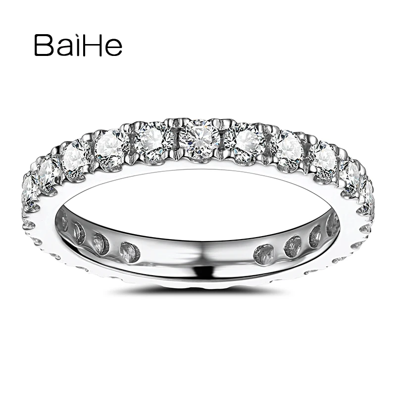 BAIHE Solid 18K White Gold 1.18ct H/SI Full Natural Diamond Ring For Women Trendy Engagement Wedding Fine Jewelry Gyémántgyűrű