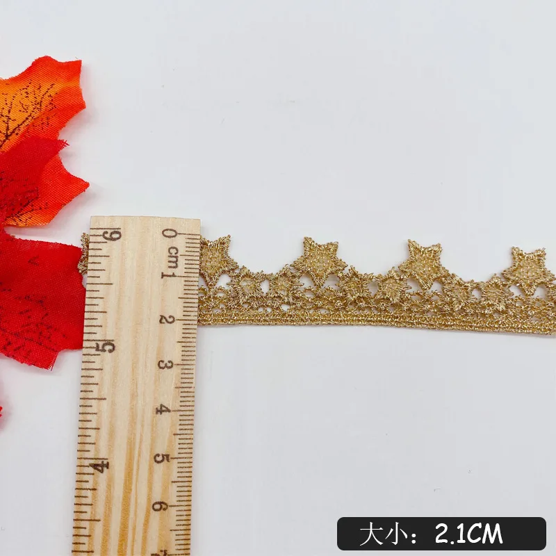 Unilateral Gold & Silver thread glitter Star Lace Fabrics DIY Necklace Bracelet Lolita Dress hat Sewing Lace