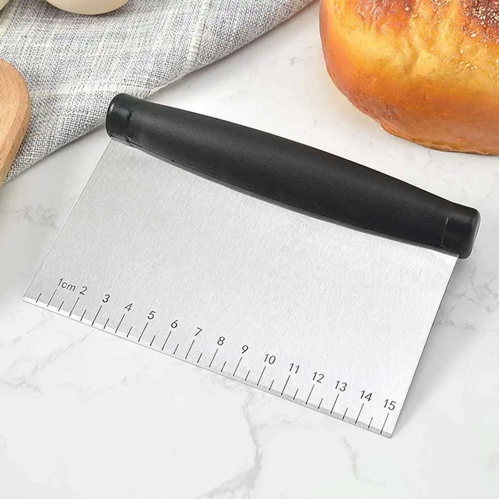 Precise Stainless Steel Dough Scraper Chopper With Wood Handle Scale For Precise Measurements During Cooking And Grilling