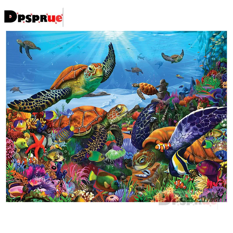 

Алмазная вышивка Dpsprue, квадратная/Круглая Мозаика 5d «сделай сам», вышивка крестиком, маленькая черепашка, мозаика для домашнего декора, подарок Dk10