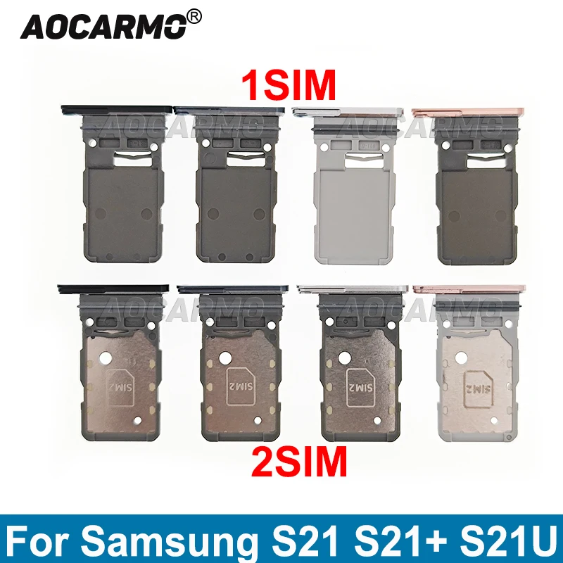 Aocarmo For Samsung Galaxy S21 Ultra S21+ S21U S21 Plus Single & Dual SIM Card Sim Tray Card Slot Holder Replacement Parts