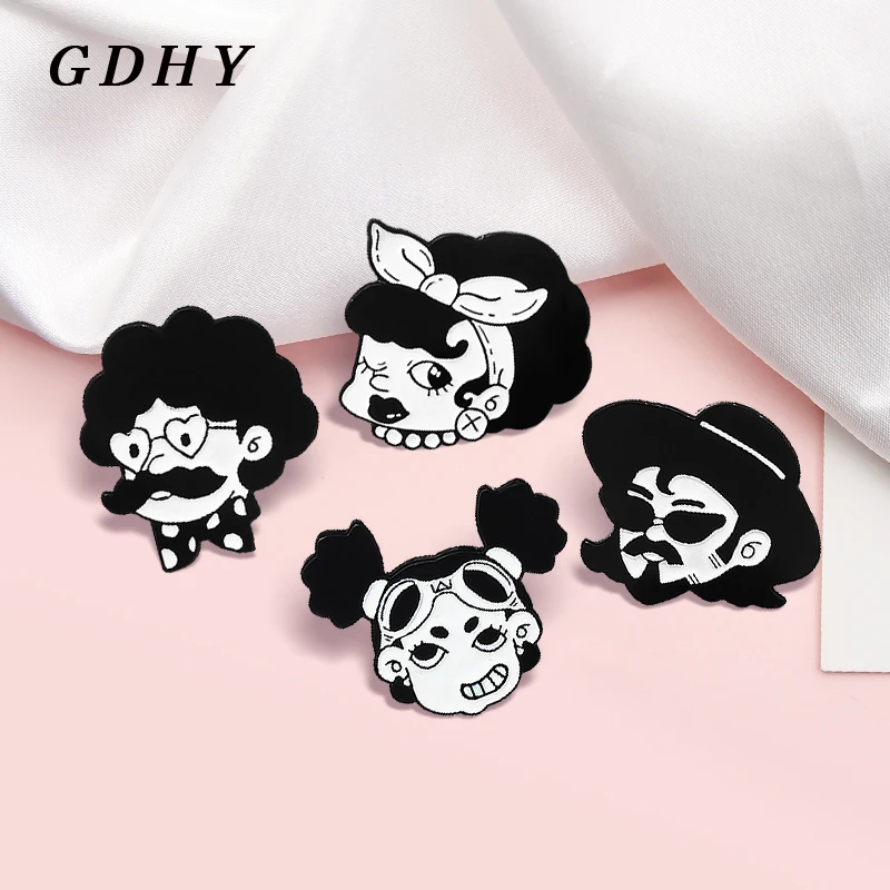 GDHY Audrey Hepburn Marilyn Monroe Celebrity Enamel Pin Black White Boys Girls Portrait Custom Brooches Hat Shirt Badge Jewelry