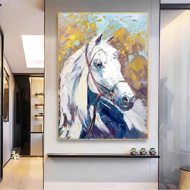 

Hand painted Horse Oil Painting Home decoration Bedroom Decoration Canvas wall Art animal Picture For Living Room office decora