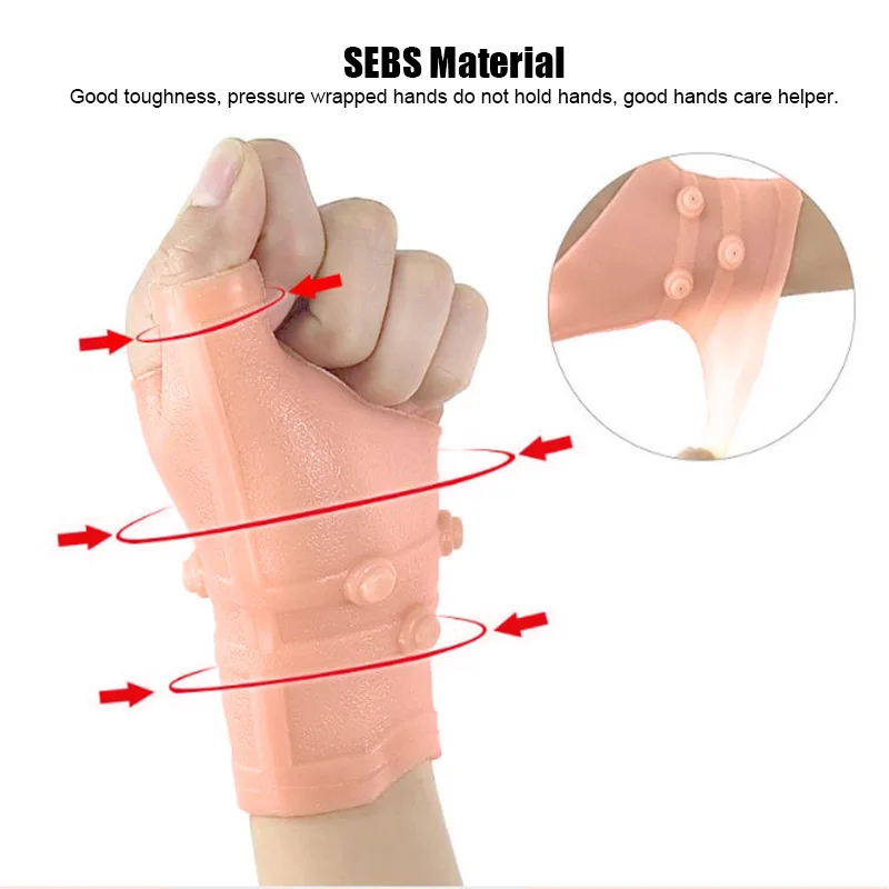 1pc Magnetic Therapy Soft Silicone Wristband Gloves Wrist Sprain Fixed Magnet Glove Cover Beige Unisex Finger Orthosis Protector