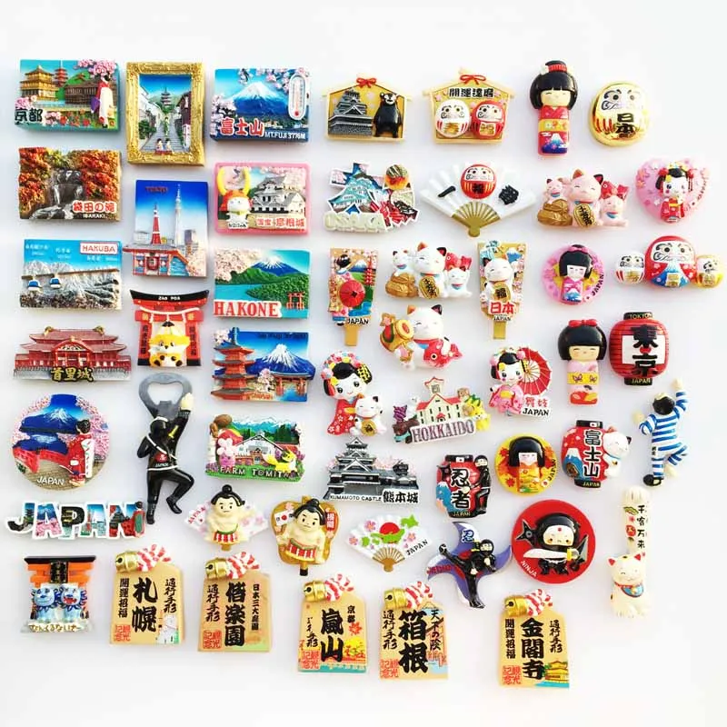 Asia Japan 3D Fridge Magnets Tourist Souvenir Decoration Articles Handicraft Magnetic Refrigerator Collection Gifts