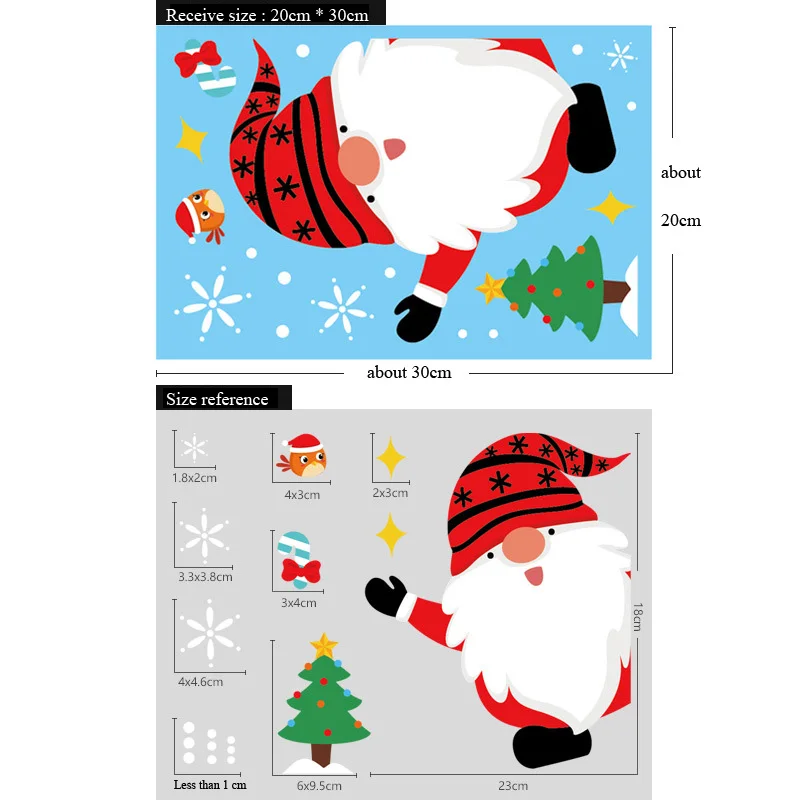 Autocollant mural électrostatique de père noël de dessin animé, décoration de maison, autocollants p