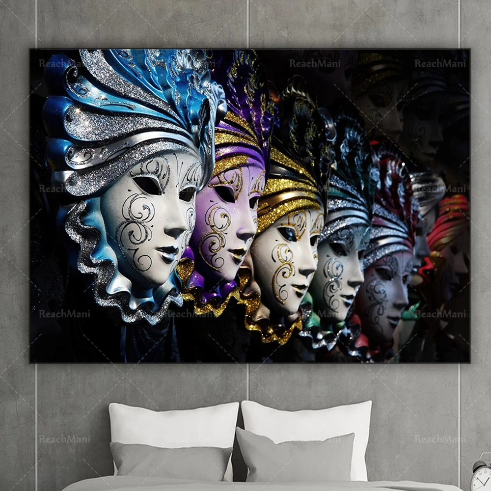 Color masked girl canvas print artist home decoration, woman wall art, masked wall decoration gift art poster