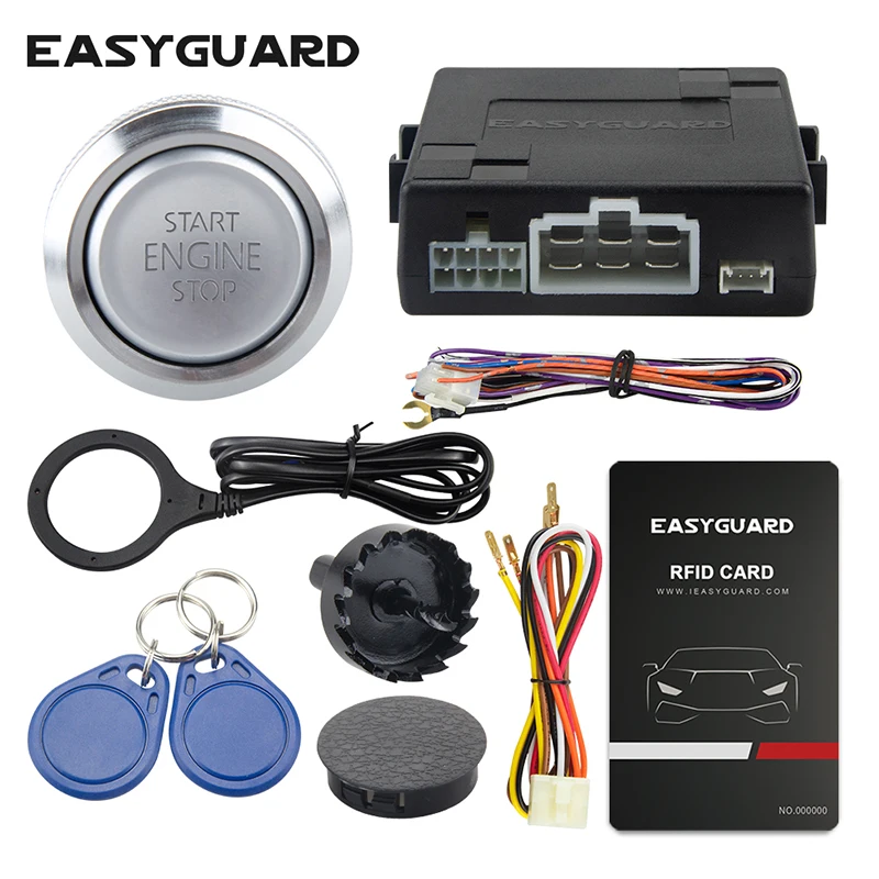 Quality RFID car alarm kit with Transponder immobilizer push start button remote engine start optional for automatic car only