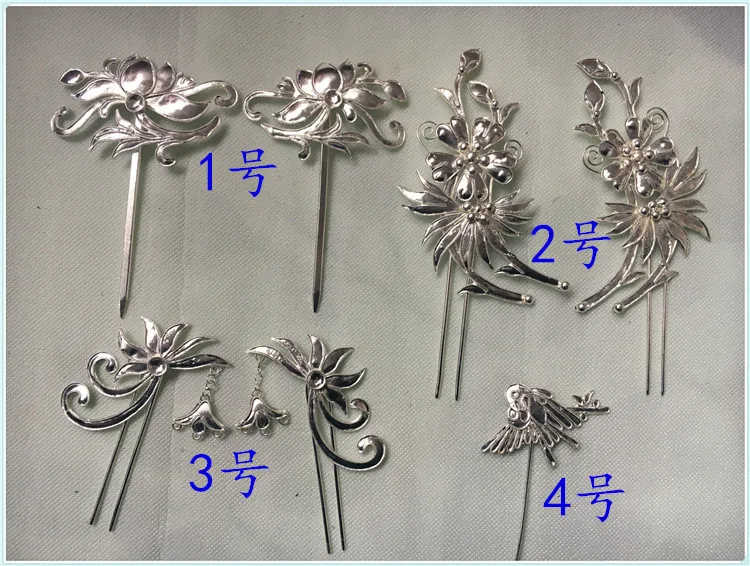 8 Designs Miao Silver Antique Artwork Wire Inlay Hanfu Accessories Palace Princess Empress Hair Sticks for TV Play Drama Photo