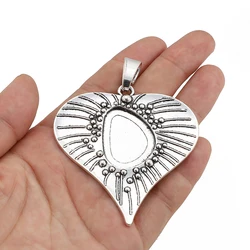 3Pcs Tibetan Silver Large Heart Charms Drop Shape Cabochon Base Settings Blank Cameo Pendant For DIY Necklace Jewelry Making