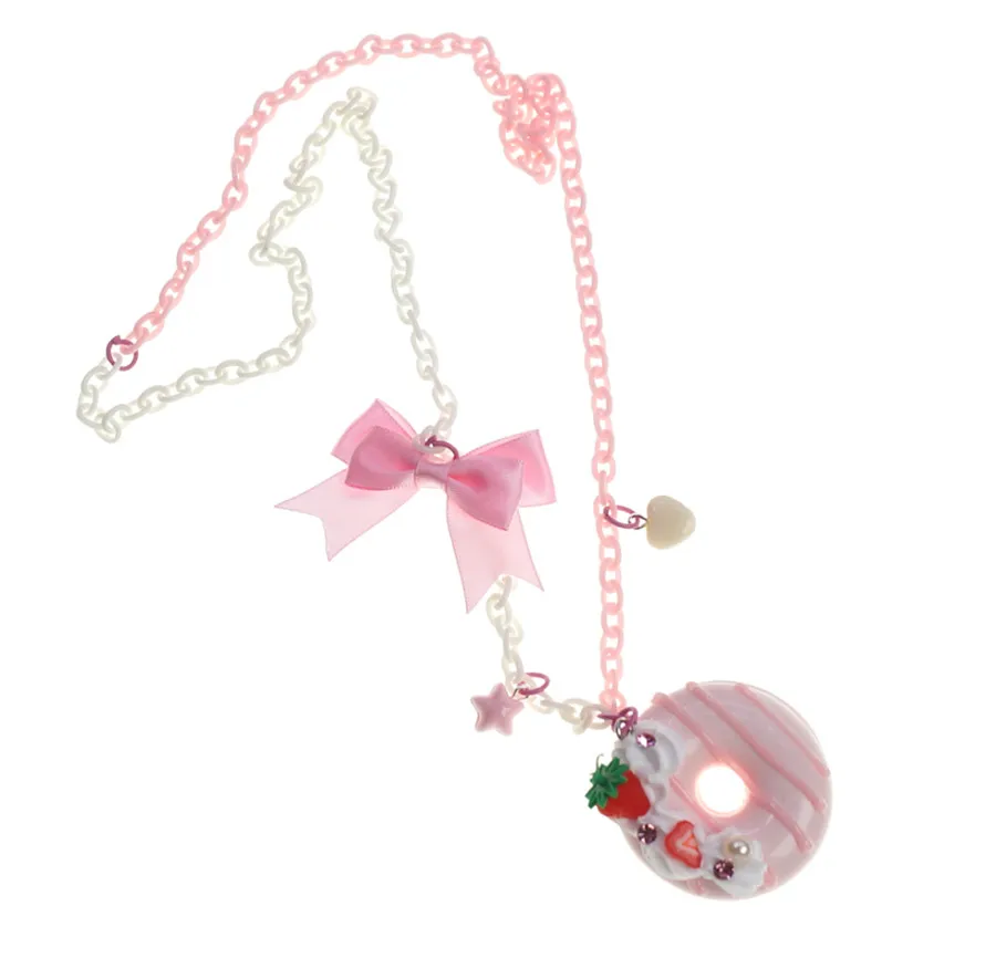 قلادة على شكل كعكة صغيرة مصنوعة يدويًا من لوليتا ، وربطة عنق ، وإكسسوارات حفلات الشاي ، D422