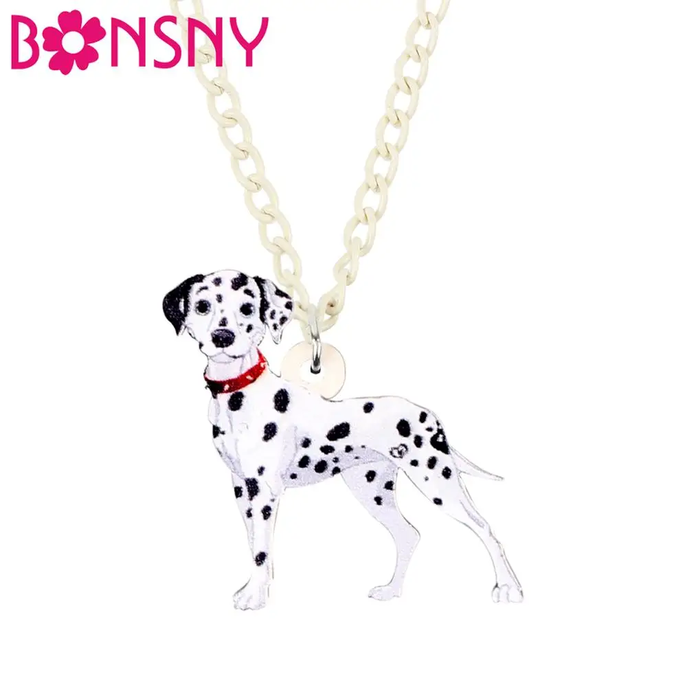 Bonsny Acrylic Standing Spotted Dog Necklace Pendant Choker Pets Jewelry Women Girls Teen Kids 2019 New Fashion Charms Hot Gifts