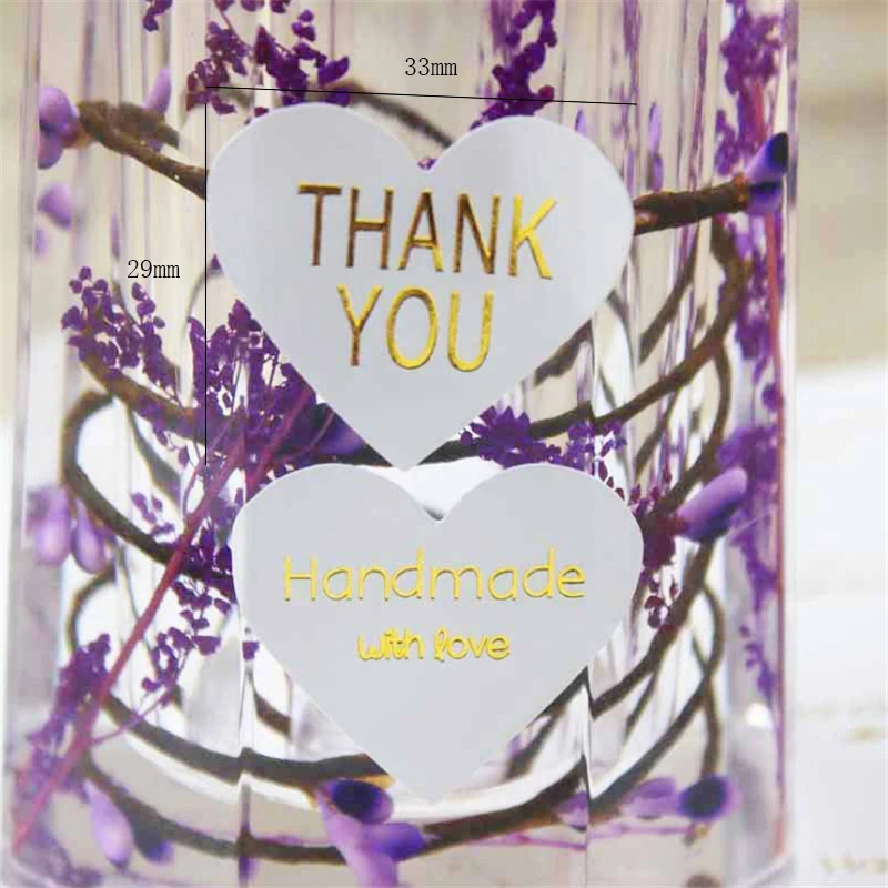 100 Stück/Los Dankeschön Handgemachtes Herz-Design Bronzefarbenes Siegel Mehrfarbiger DIY Multifunktions-Siegeletikett Geschenkverpackungsetikett – Detail 12