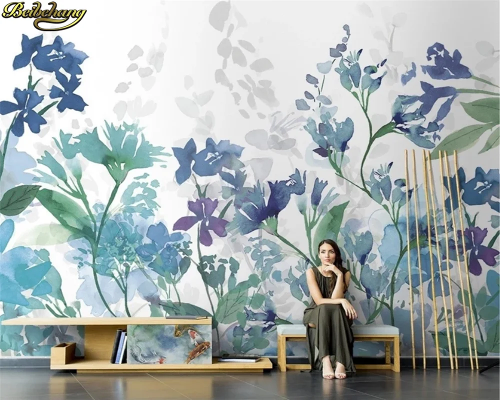 

beibehang Nordic hand-painted abstract flowers flower living room TV background wallpaper sofa wallpaper mural papel de parede