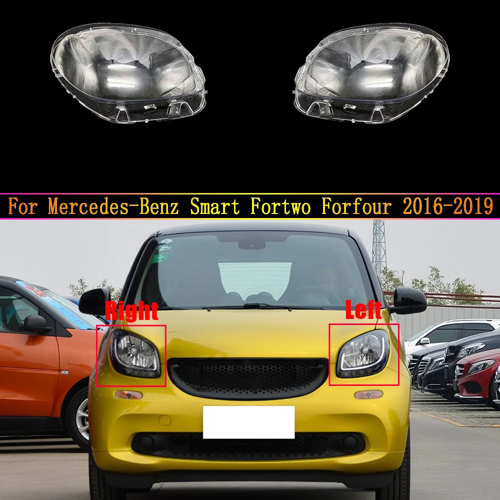 Auto Light Caps For Mercedes-Benz Smart Fortwo Forfour 2016~2019 Car Headlight Cover Lampcover Lampshade Lamp Glass Lens Case