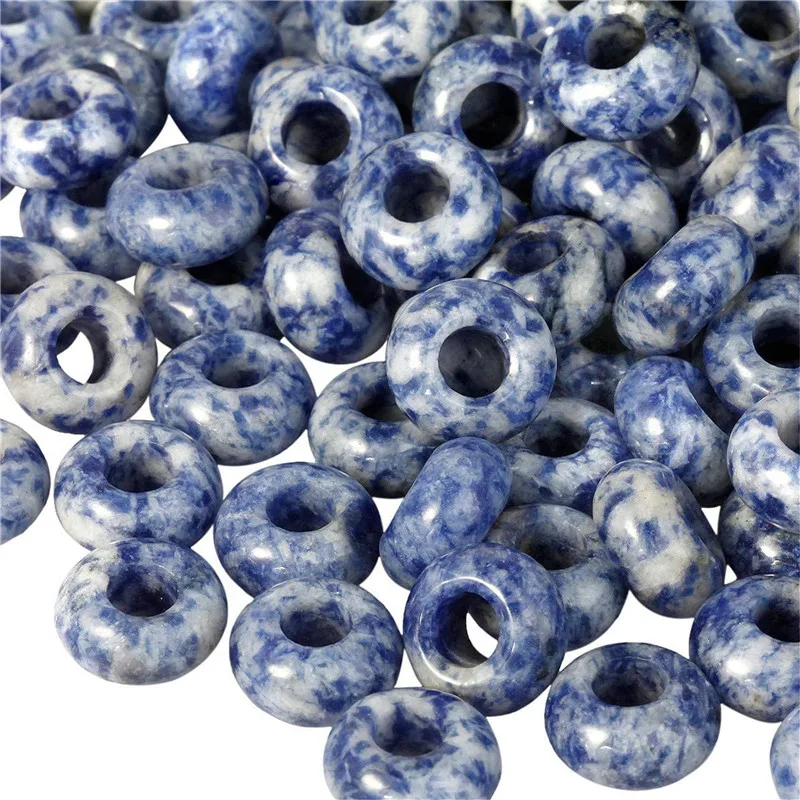 Julie Wang 10PCS 10/14mm Natural Stone Beads Multiple Styles Round Spacer Beads Big Hole Bracelet Jewelry Making Accessory