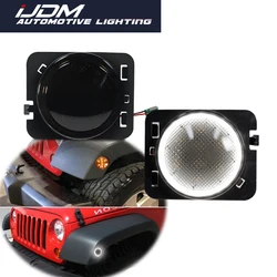 For 2007-2017 Jeep Wrangler JK or JK Rubicon Unlimited Amber LED Front Side Marker Turn Signal Lights White DRL Parking Lights