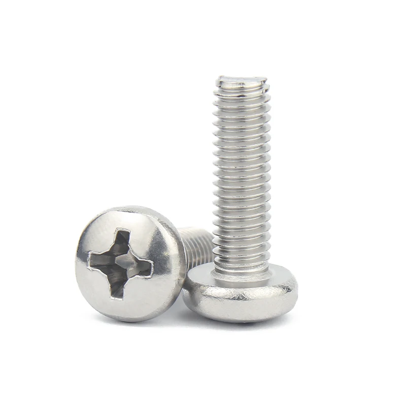 2/5/10/50pcs M1.6 M2 M2.5 M3 M3.5 M4 M5 M6 M8 GB818-85 A2-70 304 Stainless steel Cross Phillips Round Pan Head Screw Bolt