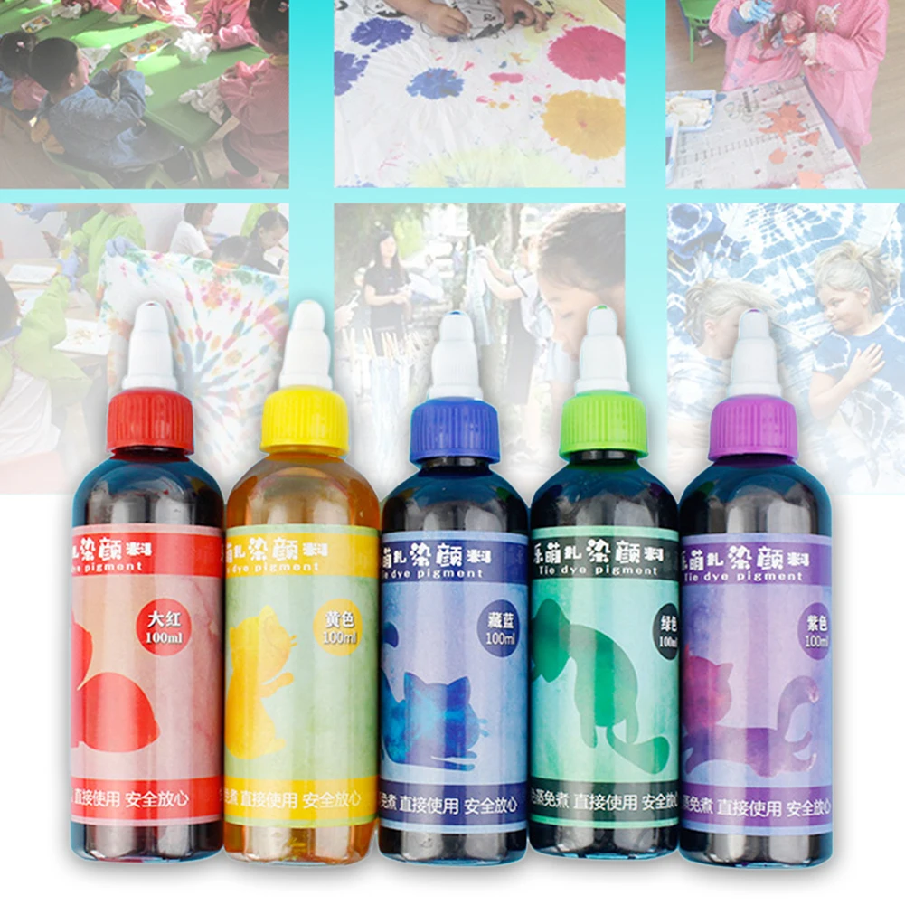 Tie Dye Kit Non-toxic DIY Garment Graffiti Fabric Textile Paint 100ml Colorful Clothing Tie Dye Kit Pigment Set Craft Art Access