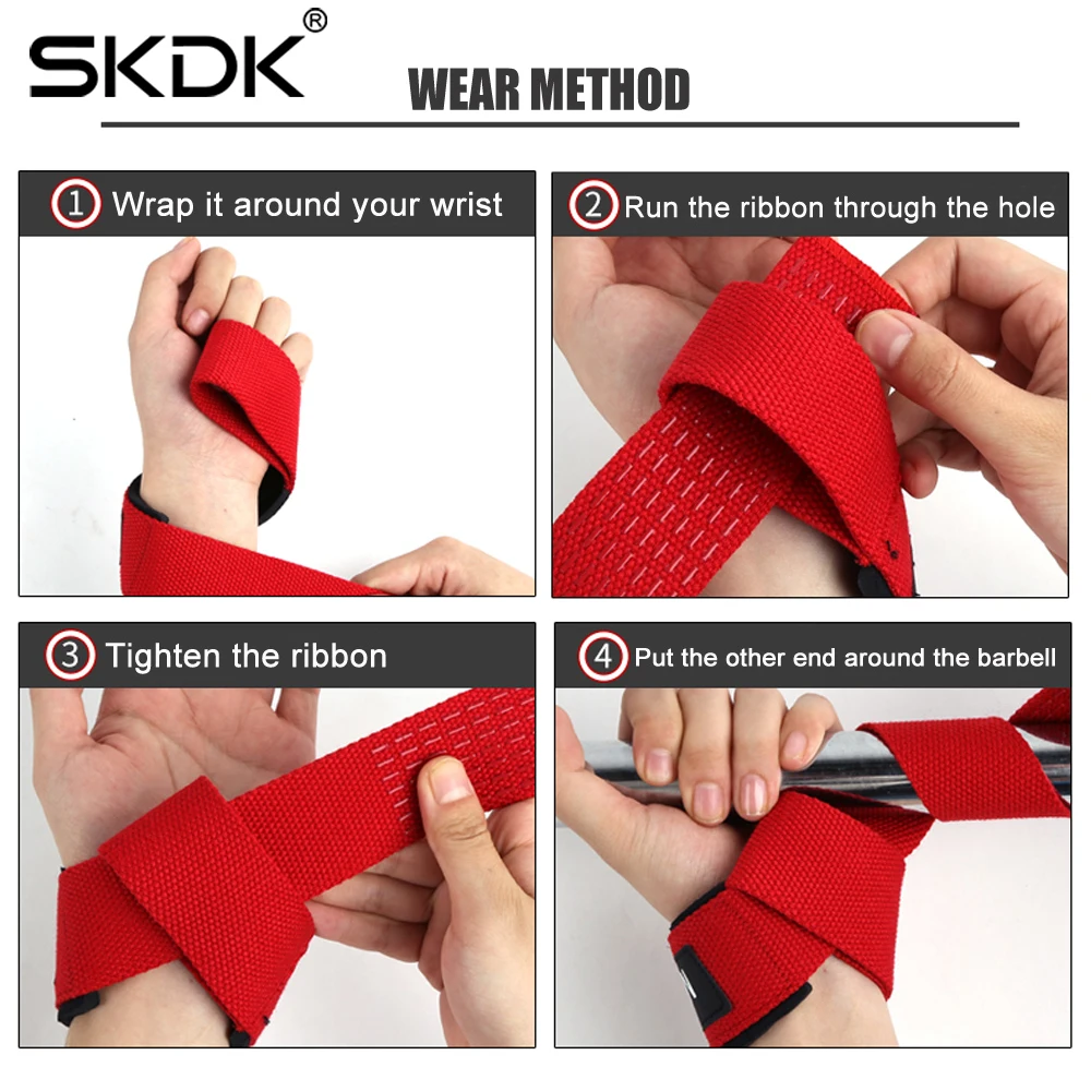 SKDK Weightlifting Gym Anti-Slip Sport Safety Wrist Straps Weight Lifting Wrist Support Crossfit Hand Grips Fitness Bodybuilding