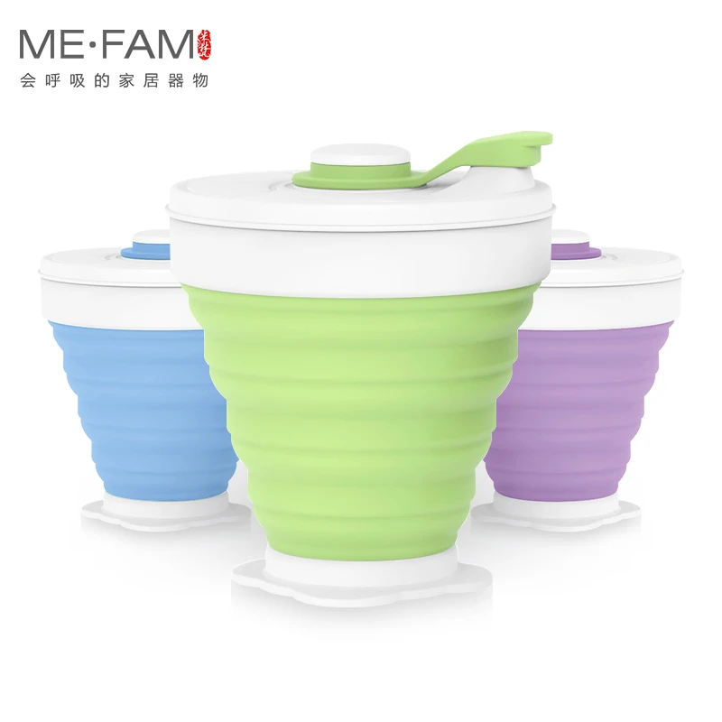 

ME.FAM 350ml Silicone Travel Folding Cup Portable Retractable Camping Drinking Water Cups Collapsible Milk Coffee Mug BPA Free