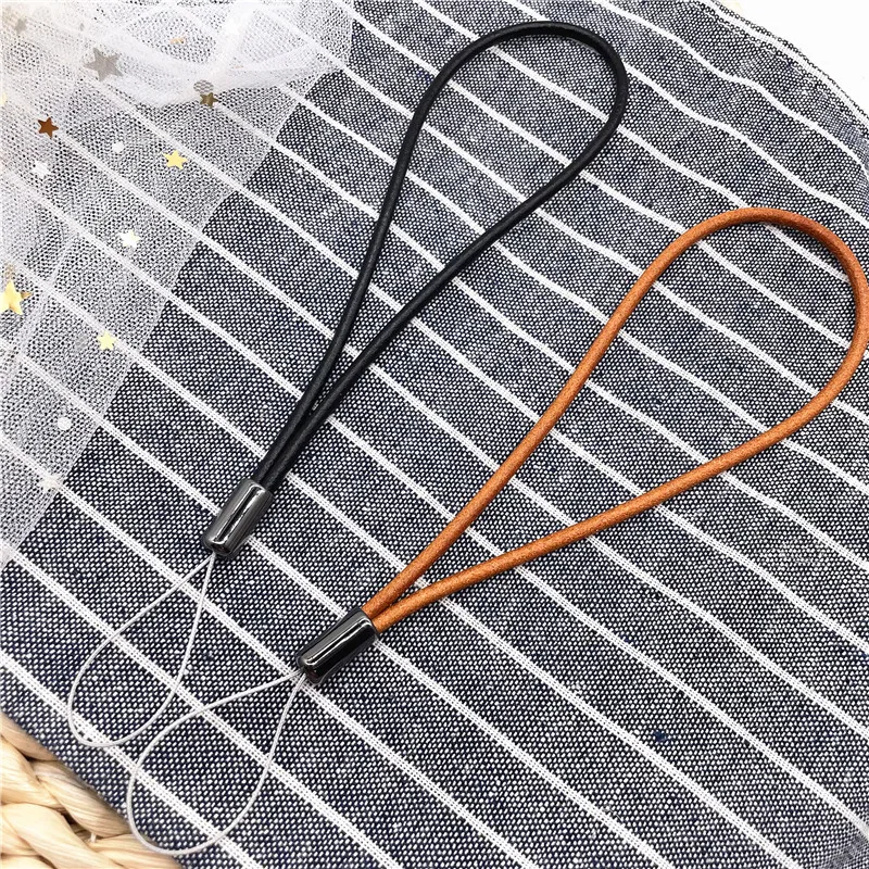 Genuine Leather Lanyard Wrist Rope For Mobile Phone Bag Keys ID Credit Card Holder Black Lanyards Keychain Small Speaker Sling