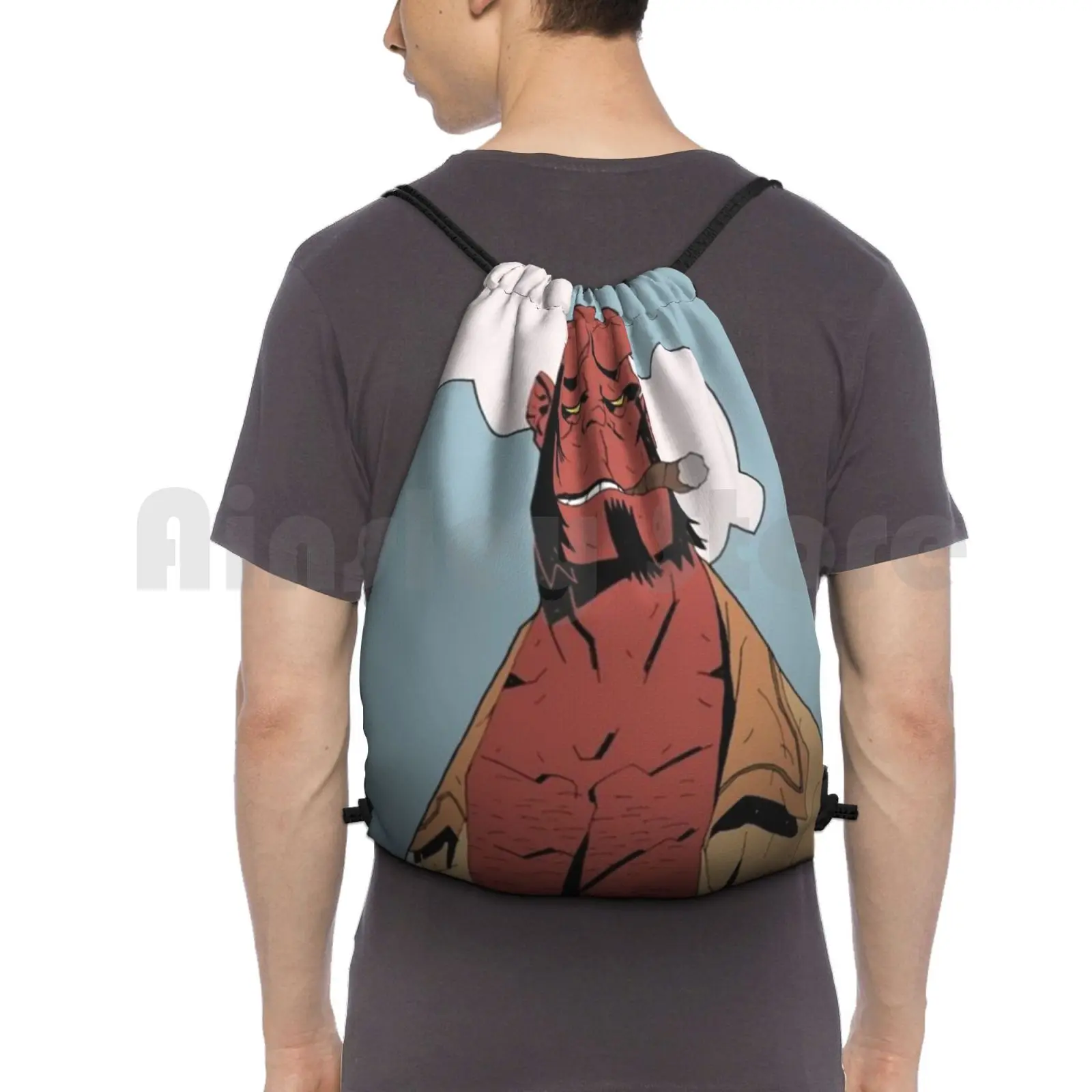 

Portrait Of Hellboy Backpack Drawstring Bag Riding Climbing Gym Bag Hellboy Comic Superhero