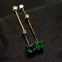 Classic Pass Diamond Test Round Natural Emerald Earrings 925 Silver Excellent Cut Stud Earrings for Women