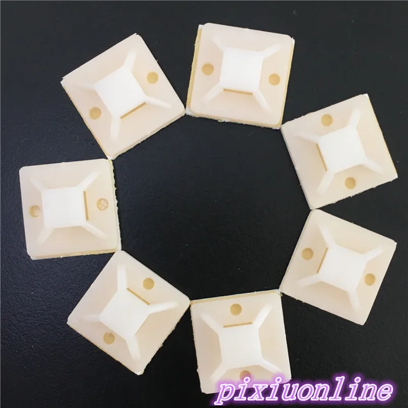 

100pcs/lot 20x20mm White Zip Tie Self Adhesive Cable Clips Cable Tie Mount DIY Wire Fix Holder Clamp DS144 Drop Shipping