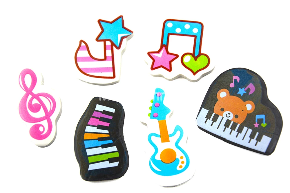 1 Set of 2pcs Music Piano Treble Clef Music Note Bear Guitar Sheet Rubber Eraser For Student Music Staff Musician Song Writer