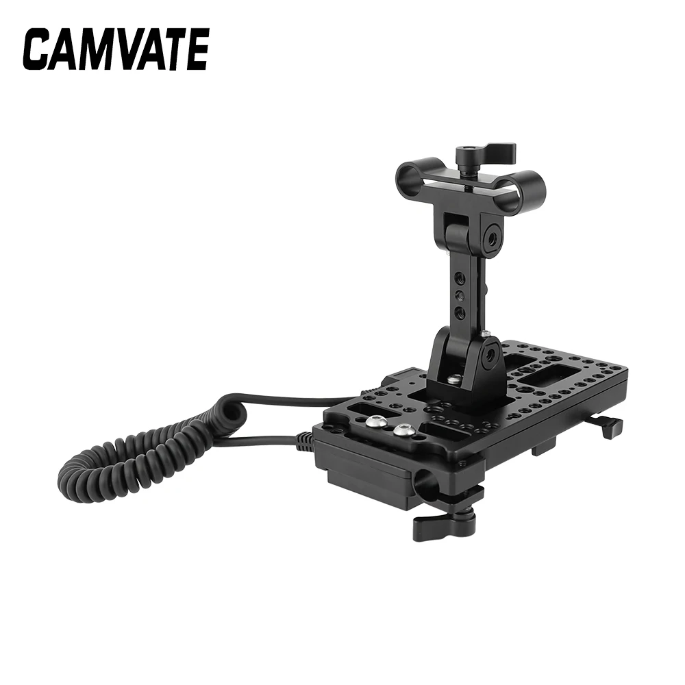 CAMVATE-لوحة تركيب سريعة التحرير ، قفل على شكل V ، مع حامل دعم قابل للتعديل ، ومخرج تحويل الطاقة ، ولوحة كتف ، ومشبك قضيب 15 مللي متر