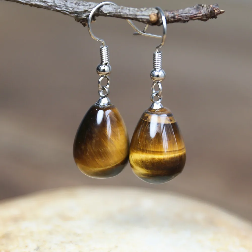 Women Natural tiger eye Stone Earrings Elegant Dangle Earrings Fancy Drop Earring Bold Gems Stone Jewelry Gifts Dropship