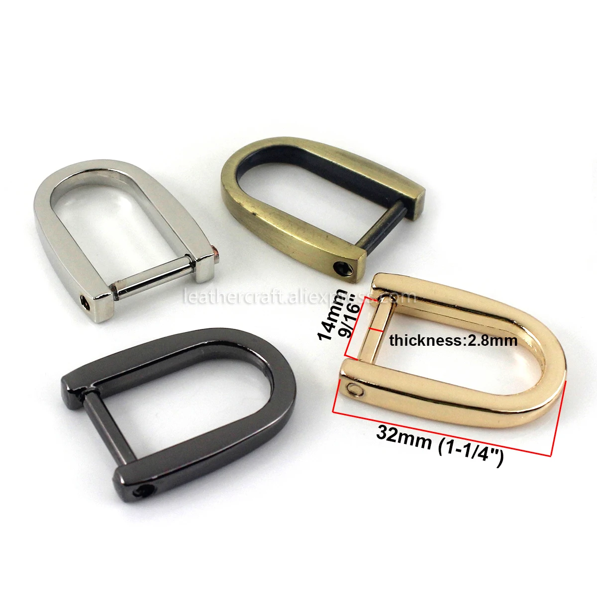 1pcs Metal Detachable Open Screw D Ring Buckle Shackle Clasp for Leather Craft Bag Strap Belt Handle Shoulder Webbing