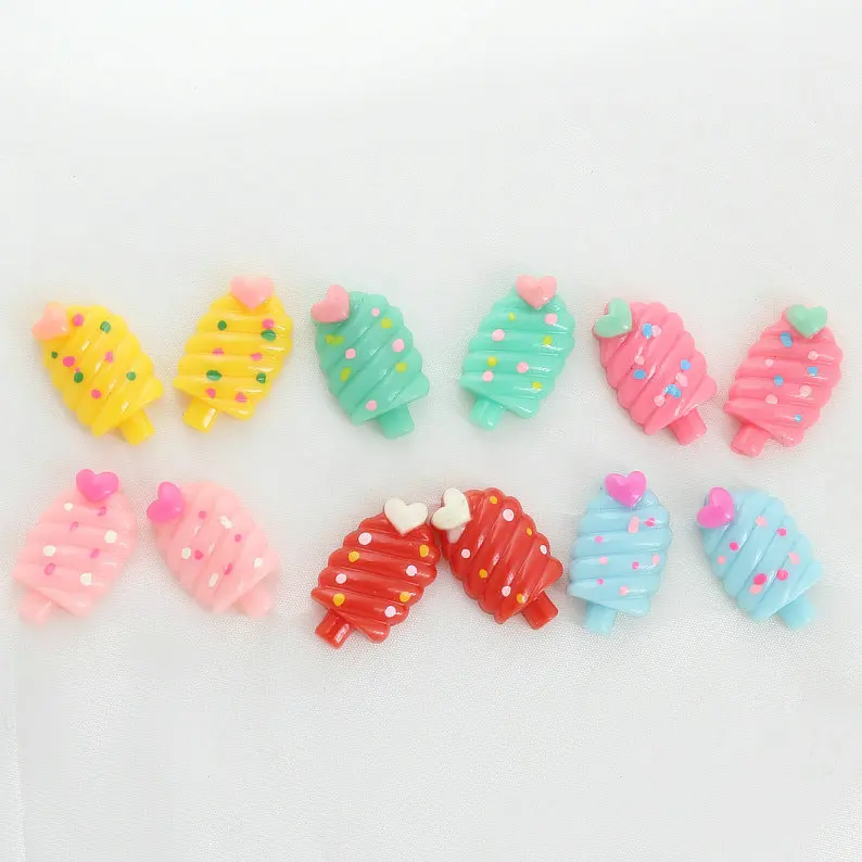 200pcs resin Kawaii Ice Cream stick lolly Cabohcon  Cell phone decor painted embellishment for diy jewelry 22mm  lollie