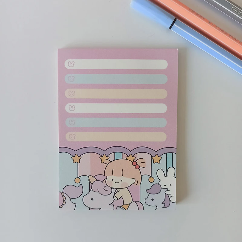 50 Sheets Cute Girl Rabbit Decorative Memo Pad Cartoon Message Note Paper DIY Scrapbook Diary Notepad Stationery Office Supplies