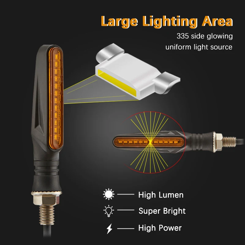 Motorcycle Turn Signal Light E11 Mark Built Relay 335SMD Turn Signals Indicator Flashing Light Blinker Universal M10 Bolt