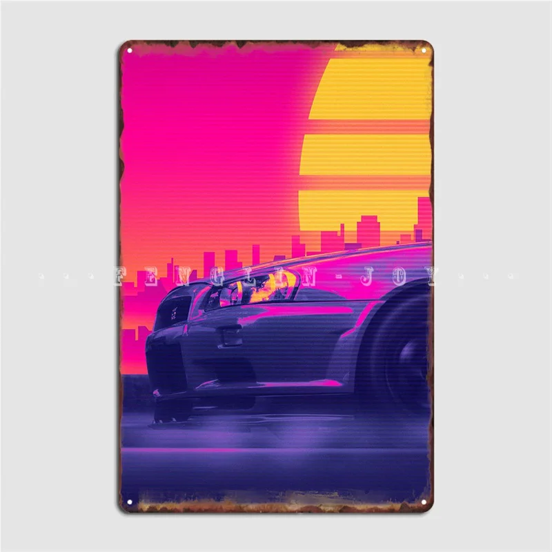 Skyline Gtr Outrun Metal Sign Pub Pub Garage Create Plaques Tin Sign Poster