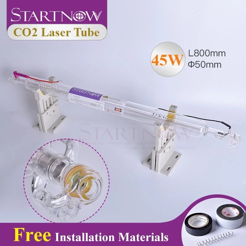 

Startnow 45W 800mm CO2 Glass Laser Tube For Laser Cut Engraving Marker Lamp CO2 Laser Machine Parts Carved Chapter Laser Pipe