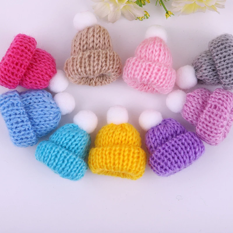 5PCS Mini hat accessories toy decoration accessories woolen hat diy handmade woolen ball knitted hat craft supplies