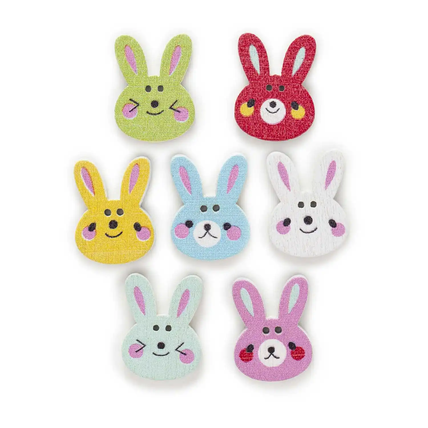 30pcs expression Rabbit Wood Buttons Sewing Scrapbooking Clothing Headwear Handmade Crafts Home Decor Accessories DIY 20x15mm