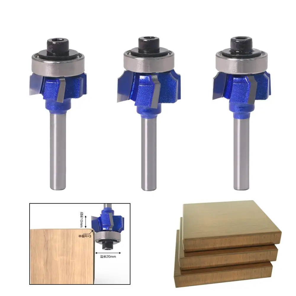 1PC 6mm Shank high quality Woodworking Milling Cutter R1mm R2mm R3mm Trimming Knife Edge Trimmer 4 Teeth Wood Router Bit