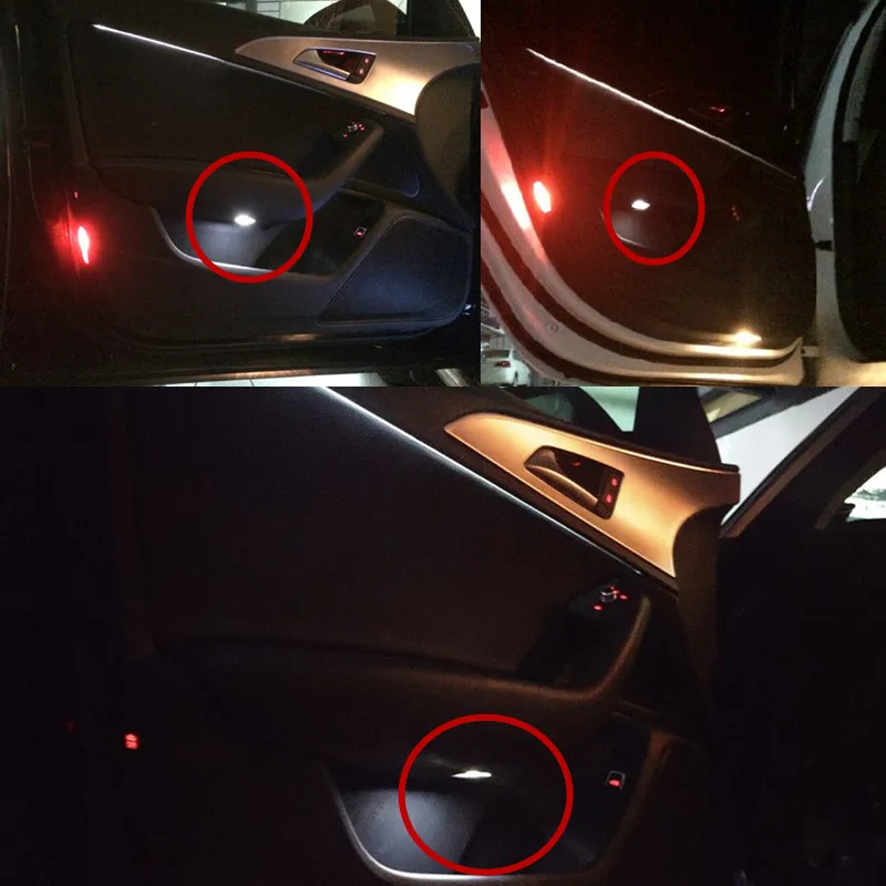 Embellecedor de puerta LED, caja de almacenamiento de ambiente ambiental, caja de desechos para puerta interior, lámpara de iluminación + arnés de cableado para Audi A4 S4 A5 A6 A7 A8