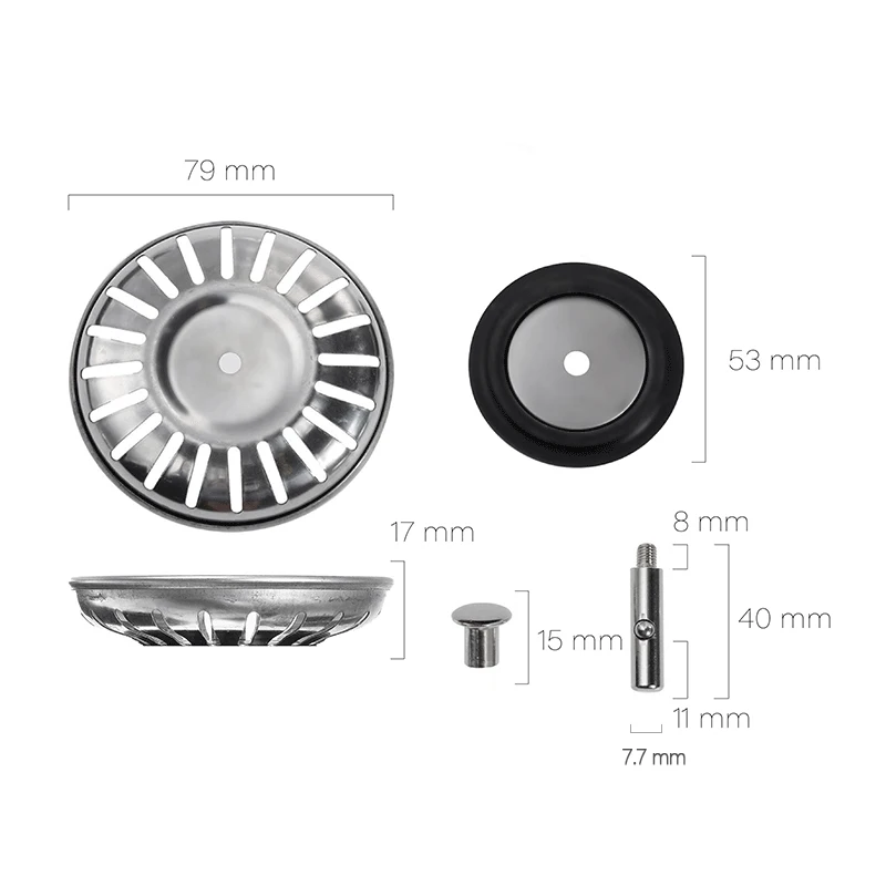 78-84MM Badkamer Gootsteenzeefje 304 Roestvrij Staal Water Stopper Gootsteen Water Filter Plug Aanrecht Accessoires Keuken Gereedschap