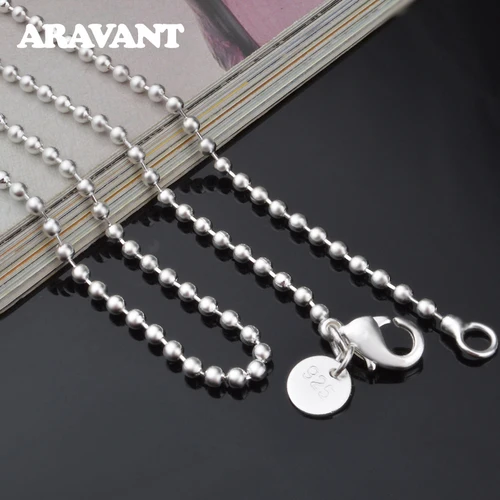 Aravant 여성용 비드 체인 목걸이, 패션 쥬얼리 선물, 925 실버, 2mm 