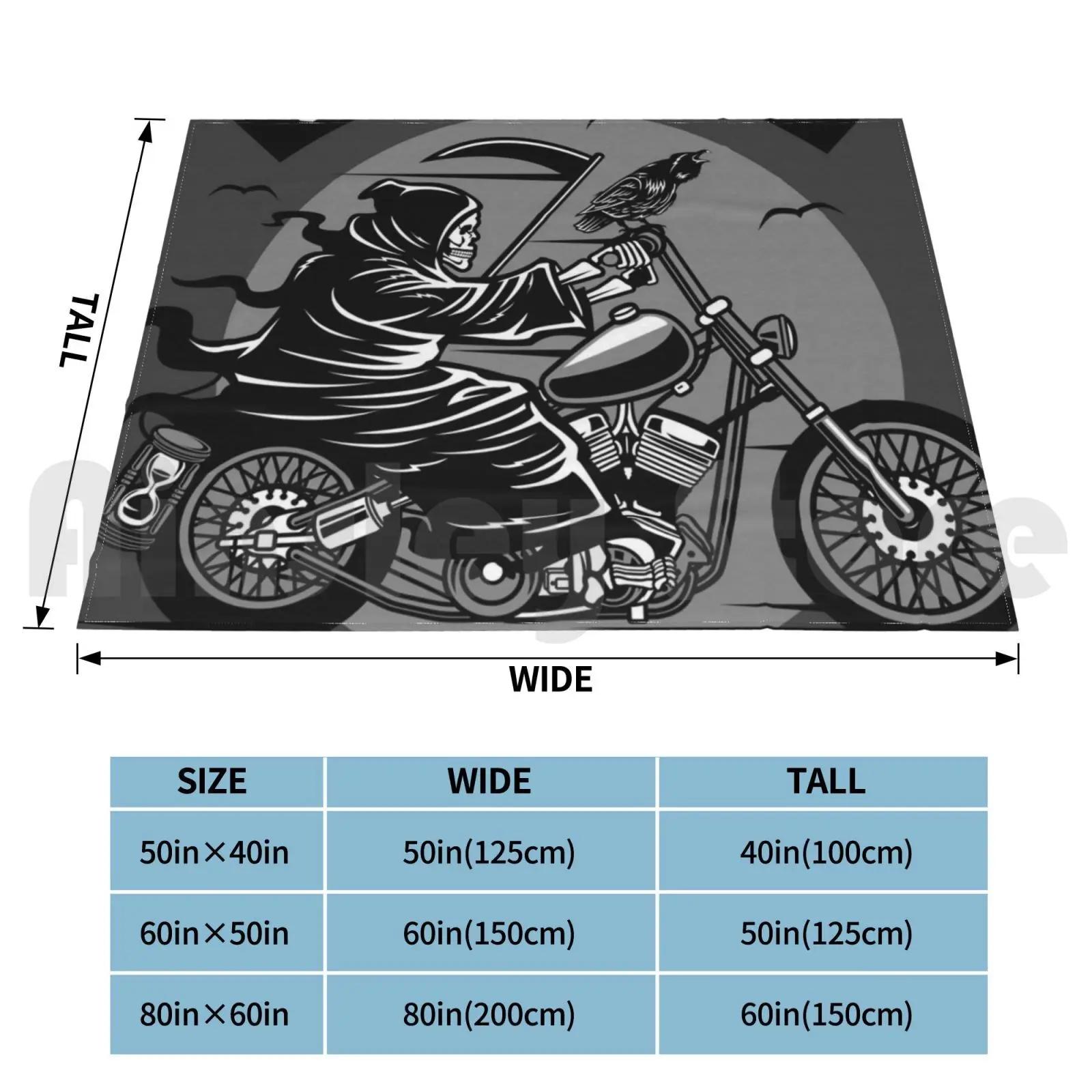 Death Motorcycle Club-Poster Blanket Fashion Custom Rocker Biker Racing Bearded Hipster Moustache