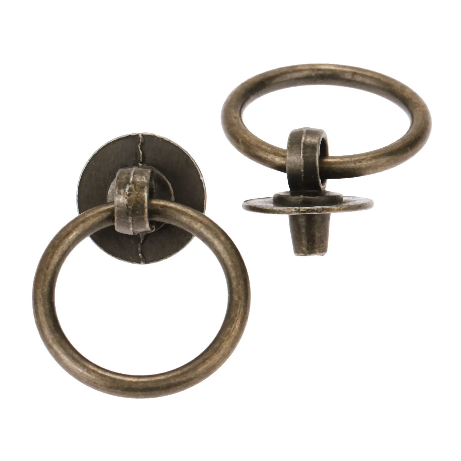 Juego de pomos de anillo de bronce antiguo, tirador Simple con tornillos para decoración de armario, muebles de cocina, cajón, armario, 40x30mm, 2 juegos