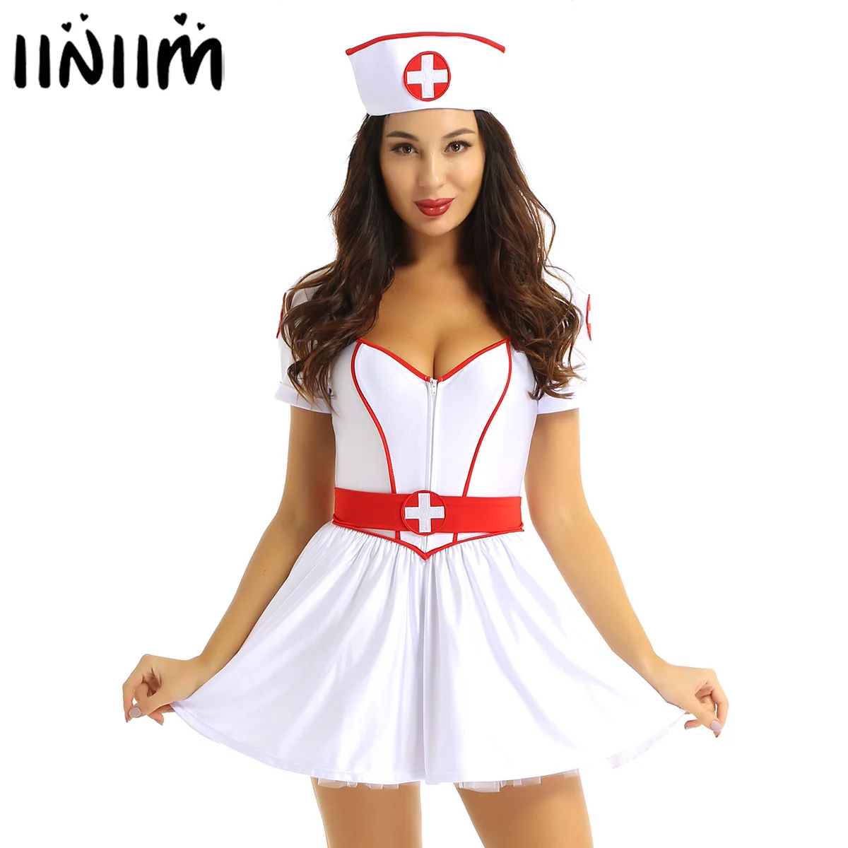 

Erotic Nurse Dress Uniforms Women Adults Naughty Nurse Doctor Costume Halloween Sexy Maid Cosplay Outfits Fantasias Clubwear Set