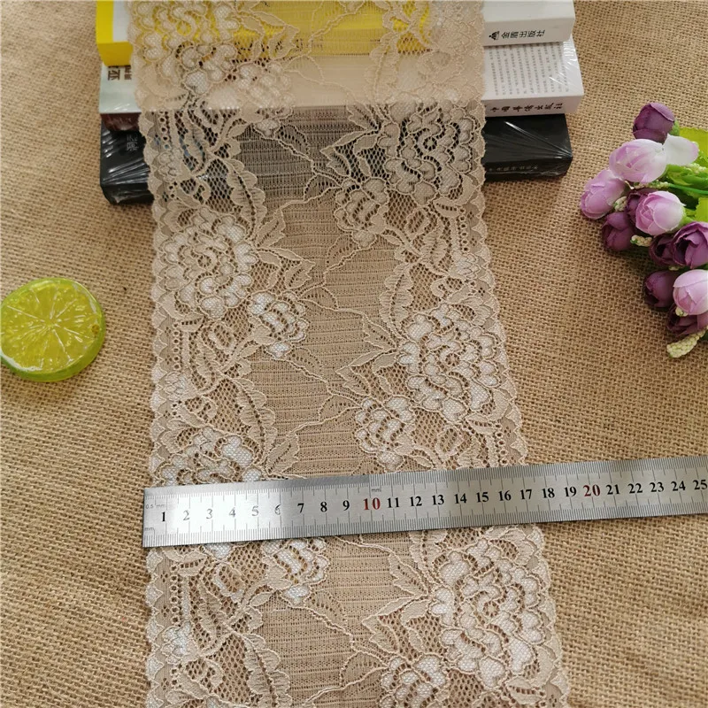 17CM Elastic Tulle Mesh Lace African Fabric Ribbon For Dresses Decoration Black Large Edge Couture Materiel Accessoires E1792