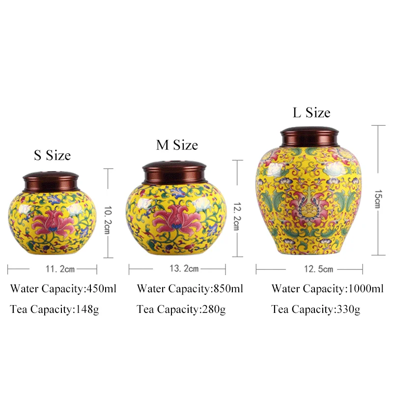 Color Enamel  Ceramic Tea Jar Chinese Vintage Storage Box Tea Caddy Food Sealed Cans Kung Fu Tea Set Accessories Home Decor Jars